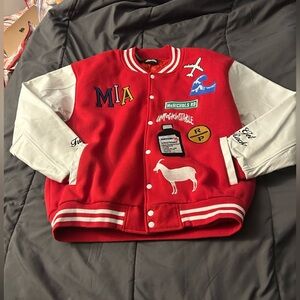 Red Varsity Jacket with Patches -Babyface Ray limted edition